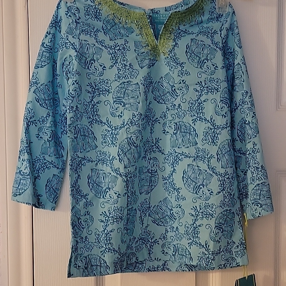 Blue Patterned Tunic Top